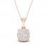 Diamond Halo Necklace 1/2 ct tw Round-Cut 10K Rose Gold 18"
