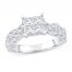 Diamond Engagement ring 1-3/8 ct tw Princess/Round 14K White Gold