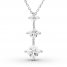 White Lab-Created Sapphire 3-Stone Necklace Sterling Silver 18"