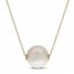 Cultured Pearl Solitaire Necklace 10K Yellow Gold 18"
