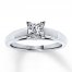 Certified Diamond Ring 3/4 carat Princess-cut 14K White Gold