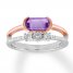 Amethyst Ring 1/15 ct tw Diamonds Sterling Silver/10K Rose Gold