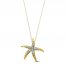 Starfish Necklace Diamond Accents 10K Yellow Gold