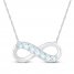 Infinity Necklace Natural Aquamarines 10K White Gold