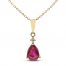 Ruby & Diamond Necklace 10K Yellow Gold 18"