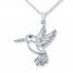 Hummingbird Necklace Diamond Accents Sterling Silver