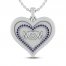 Blue Lab-Created Sapphire MOM Heart Necklace Sterling Silver 18"