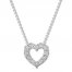 Diamond Heart Necklace Sterling Silver