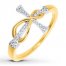 Infinity & Cross Ring 1/10 ct tw Diamonds 10K Yellow Gold