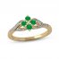 Emerald & Diamond Flower Ring 1/20 ct tw 10K Yellow Gold