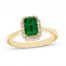 Lab-Created Emerald Ring Lab-Created Sapphires 10K Yellow Gold