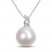 Cultured Pearl & Diamond Necklace Sterling Silver 18"