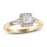 Three-Stone Diamond Engagement Ring 5/8 ct tw Princess, Pear, Round-Cut 14K Yellow Gold