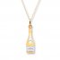 Champagne Bottle Necklace 10K Yellow Gold