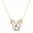 Children's Mickey Mouse Cubic Zirconia Necklace 14K Yellow Gold 13"