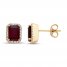 Garnet & White Topaz Earrings 10K Yellow Gold