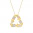 Diamond Recycle Symbol Necklace 1/5 ct tw Round/Baguette 10K Yellow Gold 18"