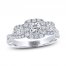 THE LEO Legacy Lab-Created Three-Stone Engagement Ring 1 ct tw Princess & Round-cut 14K White Gold