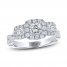THE LEO Legacy Lab-Created Three-Stone Engagement Ring 1 ct tw Princess & Round-cut 14K White Gold