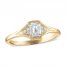 Diamond Engagement Ring 1/2 ct tw Emerald/Round 14K Yellow Gold