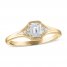 Diamond Engagement Ring 1/2 ct tw Emerald/Round 14K Yellow Gold