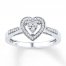 Heart Promise Ring 1/5 ct tw Diamonds Sterling Silver