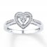 Heart Promise Ring 1/5 ct tw Diamonds Sterling Silver