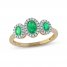 Emerald 3-Stone Ring 1/6 ct tw Diamonds 10K Yellow Gold