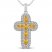 Citrine & White Lab-Created Sapphire Cross Necklace Sterling Silver 18"