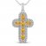 Citrine & White Lab-Created Sapphire Cross Necklace Sterling Silver 18"