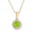 Peridot Necklace 1/15 ct tw Diamonds 10K Yellow Gold