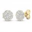 Lab-Created Diamonds by KAY Flower Stud Earrings 1 ct tw Round-Cut 14K Yellow Gold