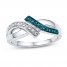 Blue & White Diamond Accent Ring Sterling Silver