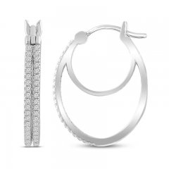 Diamond Double Hoop Earrings 1/4 ct tw Sterling Silver