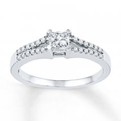 Diamond Engagement Ring 1/2 ct tw Princess-cut 10K White Gold