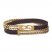Bulova Double-Wrap Bracelet Gold-Tone Stainless Steel Brown Leather 8.5"