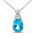 Swiss Blue Topaz & Diamond Necklace Sterling Silver 18"