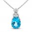 Swiss Blue Topaz & Diamond Necklace Sterling Silver 18"
