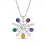 Rainbow Snowflake Necklace Sterling Silver 18"