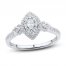 Diamond Engagement Ring 3/8 ct tw Marquise/Round-Cut 14K White Gold