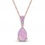 Pink Lab-Created Opal & Pink/White Lab-Created Sapphire Necklace 10K Rose Gold 18"