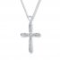 Diamond Cross Necklace 1/10 ct tw Round-cut Sterling Silver