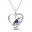 Blue & White Lab-Created Sapphire 'Mom' Heart Necklace Sterling Silver 18"