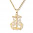 Men's Cross Anchor Necklace 10K Yellow Gold 22" Length