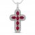 Lab-Created Ruby & White Lab-Created Sapphire Cross Necklace Sterling Silver 18"
