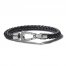 Bulova Braided Leather Bracelet Black 9"