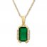 Lab-Created Emerald Necklace with Diamonds 10K Yellow Gold