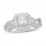 Neil Lane Diamond Engagement Ring 1 ct tw Princess/Round 14K White Gold