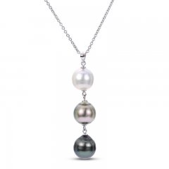 Cultured Pearl Ombre Necklace Sterling Silver 20"