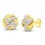 Diamond Knot Stud Earrings 1/5 ct tw Round-cut 10K Yellow Gold